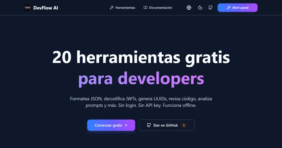 DevFlow AI — 20 tools for developers